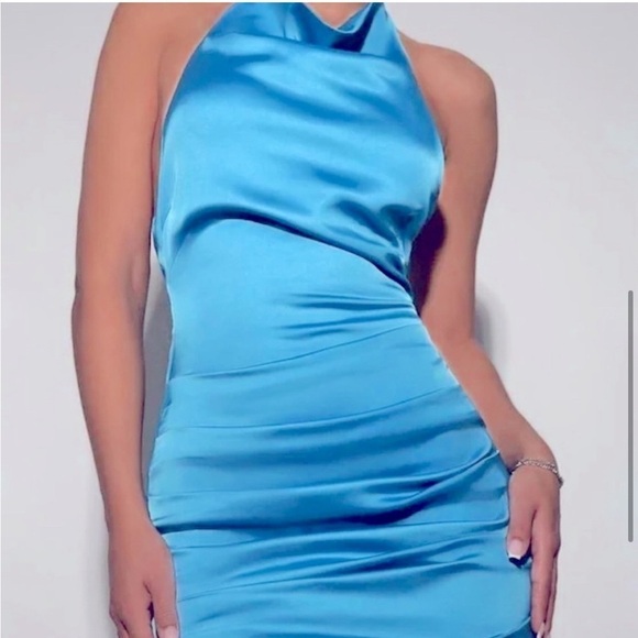 Naked Wardrobe Flossy-Glossy Silky Halter Mini Short Dress, Size XS, NWOT - Picture 4 of 10